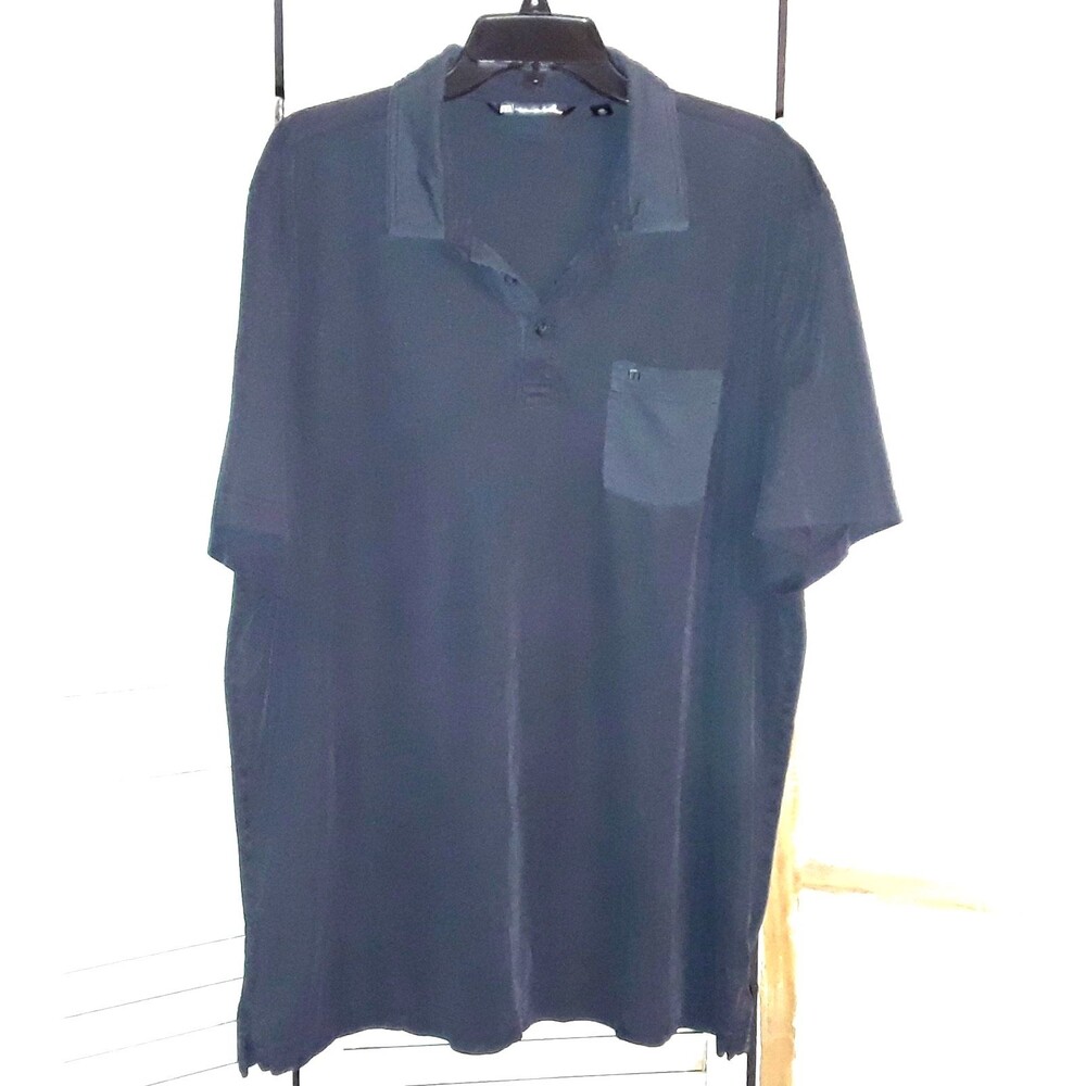 Travis Matthew Men's Polo Shirt Size XXL Glenview Solid Black Henley Pocket